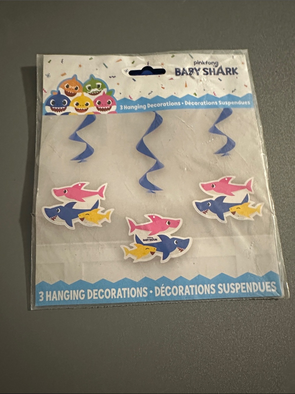 Pinkfong Baby Shark Hanging Party Decorations - Pink, Blue, Yellow (3 Pack)
